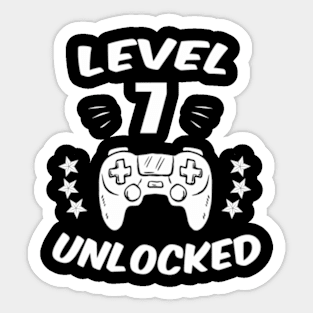 Level 7 Unlocked  Video Gamer 7th Birthday Sticker